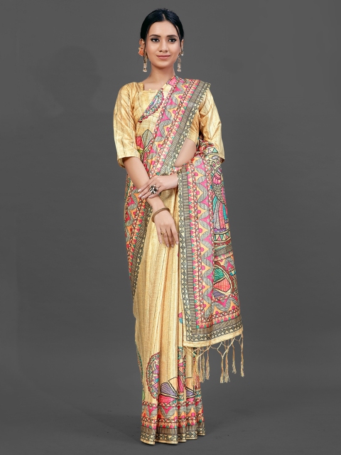 

KALINI Brown & Green Kalamkari Art Silk Saree
