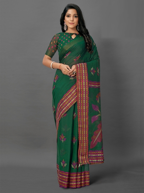 

KALINI Green Floral Silk Cotton Saree