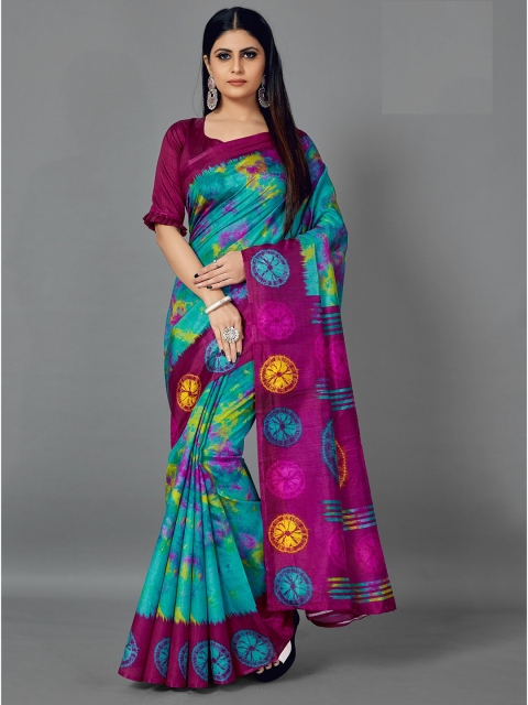 

KALINI Blue & Pink Silk Blend Saree
