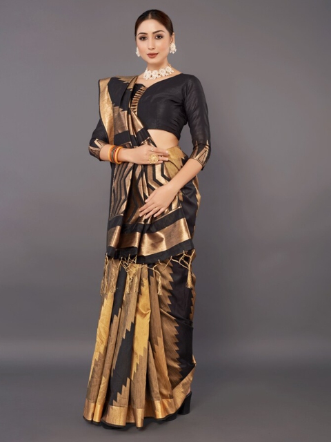 

KALINI Black & Yellow Silk Blend Saree