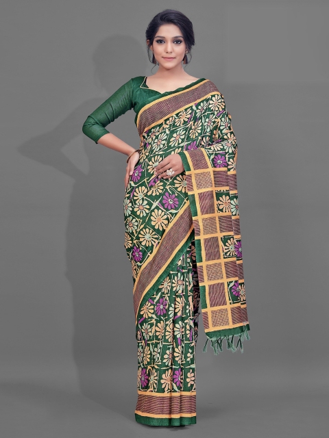 

KALINI Green & Red Floral Saree