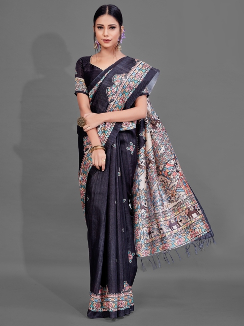 

KALINI Black & Beige Printed Cotton Blend Saree