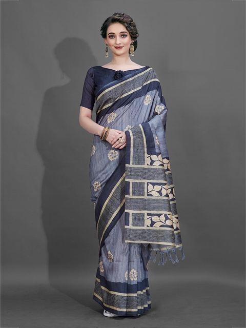 

KALINI Blue & Beige Printed Saree