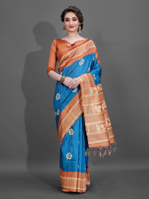 

KALINI Blue & Brown Ethnic Motifs Saree