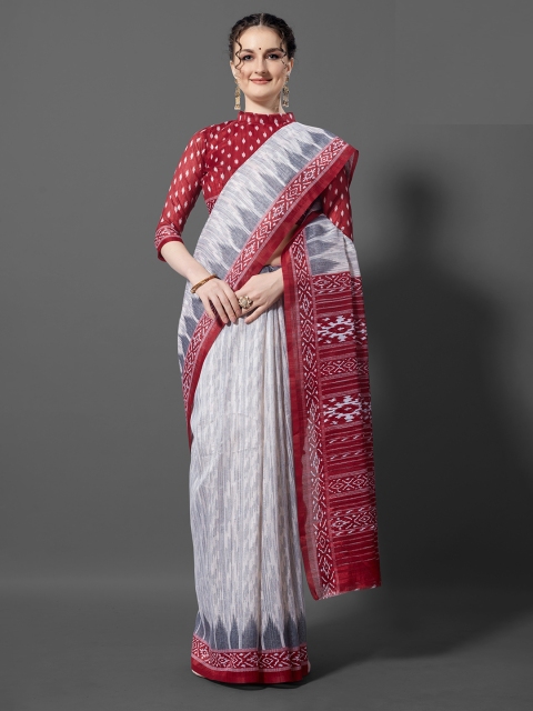 

KALINI Beige & Maroon Silk Blend Saree