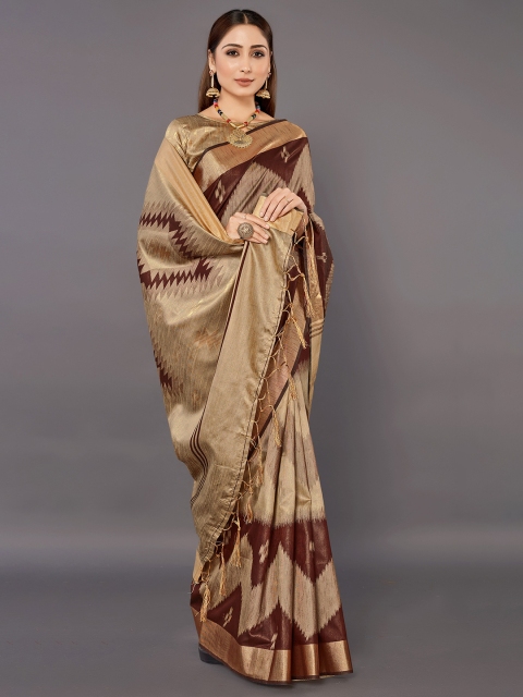 

KALINI Beige & Brown Zari Silk Blend Saree
