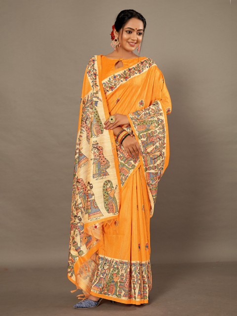 

KALINI Yellow & Blue Printed Saree