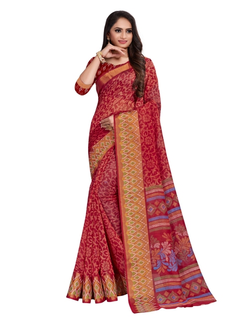 

KALINI Red & Blue Ethnic Motifs Silk Cotton Saree