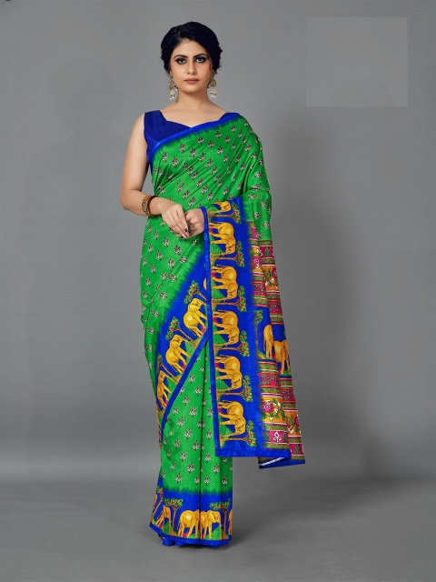 

KALINI Green & Blue Silk Blend Saree