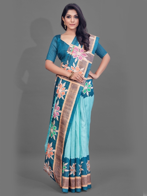 

KALINI Blue & Teal Floral Saree