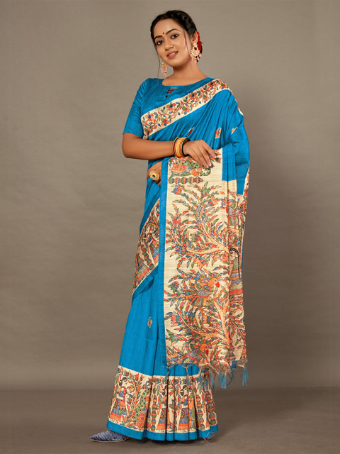 

KALINI Blue & Beige Printed Saree