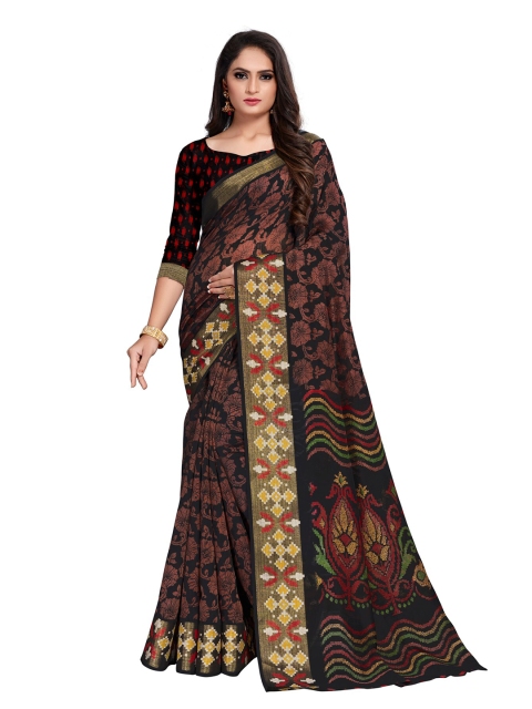 

KALINI Black & Brown Ethnic Motifs Silk Cotton Saree