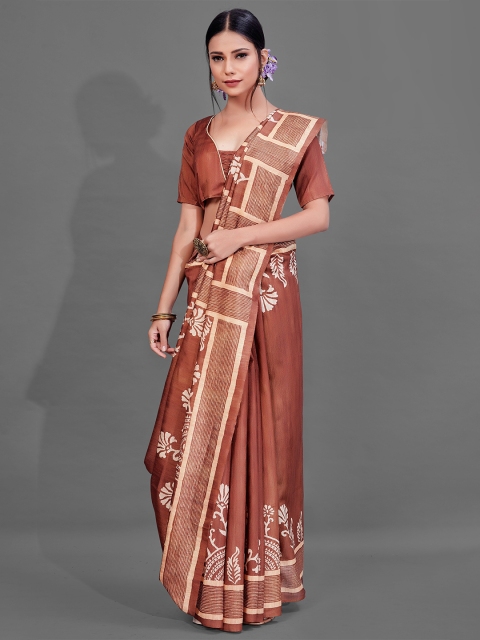 

KALINI Brown & Off White Ethnic Motifs Saree