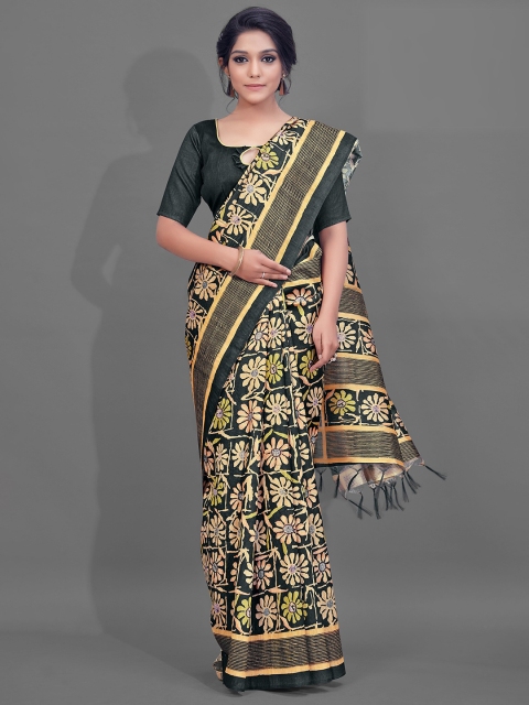 

KALINI Black & Yellow Ethnic Motifs Saree