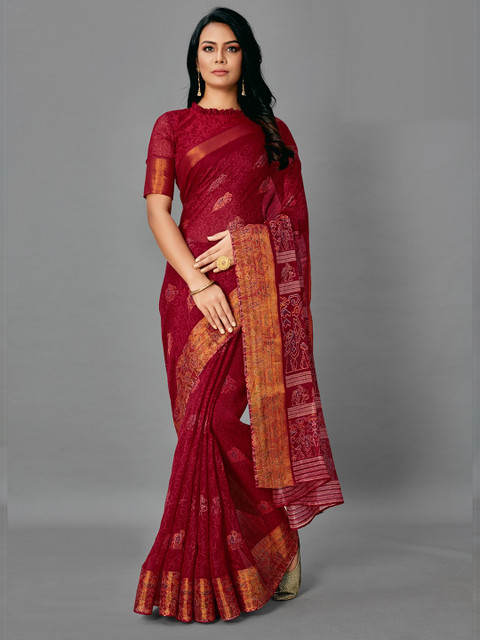 

KALINI Maroon Ethnic Motifs Silk Cotton Saree