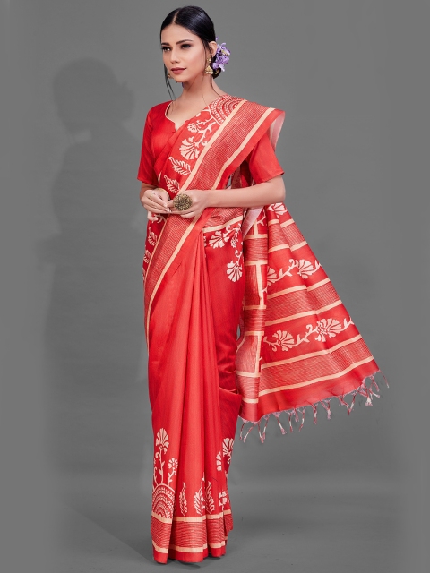 

KALINI Red & White Ethnic Motifs Saree