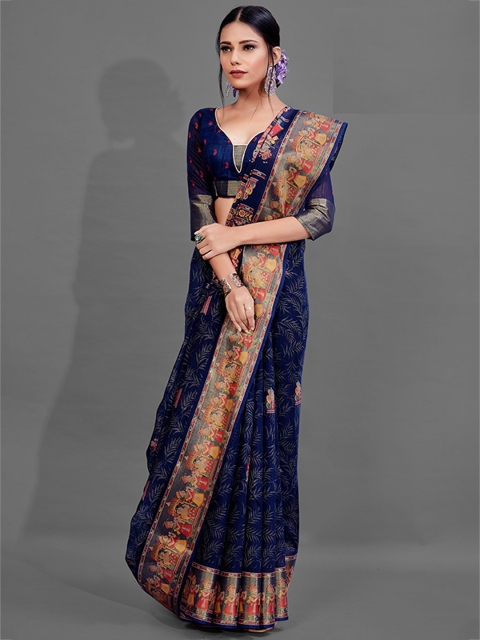 

KALINI Blue & Red Silk Cotton Saree