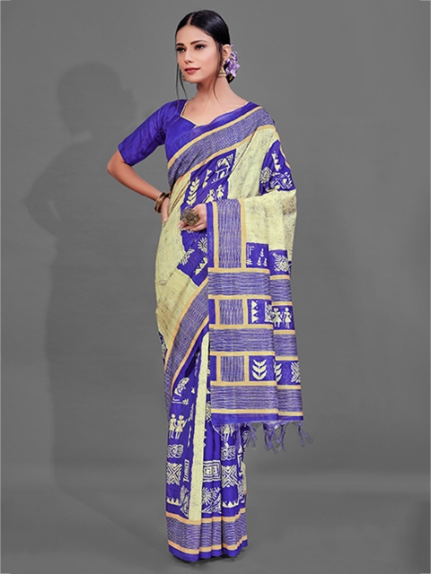 

KALINI Green & Blue Ethnic Motifs Saree
