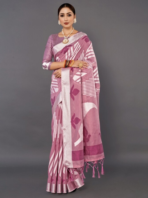 

KALINI Magenta & White Floral Silk Blend Saree