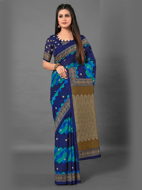 

KALINI Navy Blue & Green Art Silk Saree
