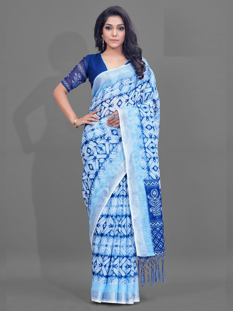 

KALINI Blue Linen Blend Saree