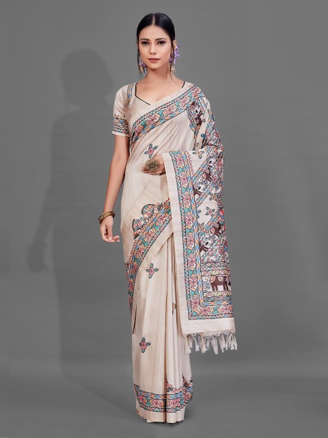 

KALINI Beige Floral Saree