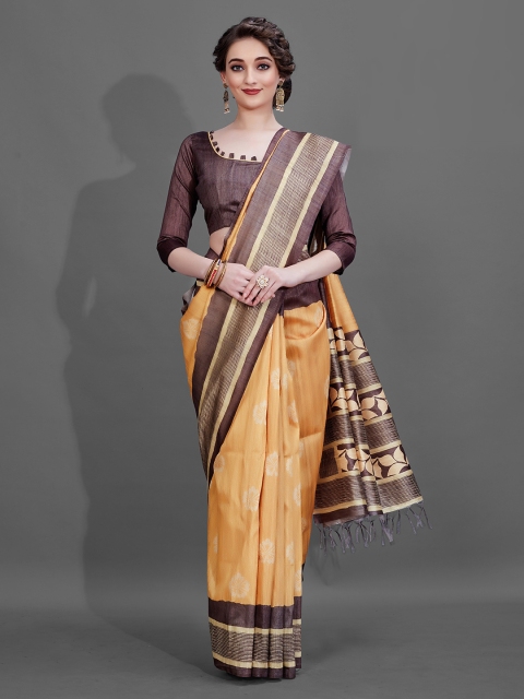 

KALINI Beige & Coffee Brown Floral Saree