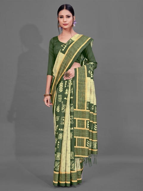 

KALINI Green Ethnic Motifs Saree
