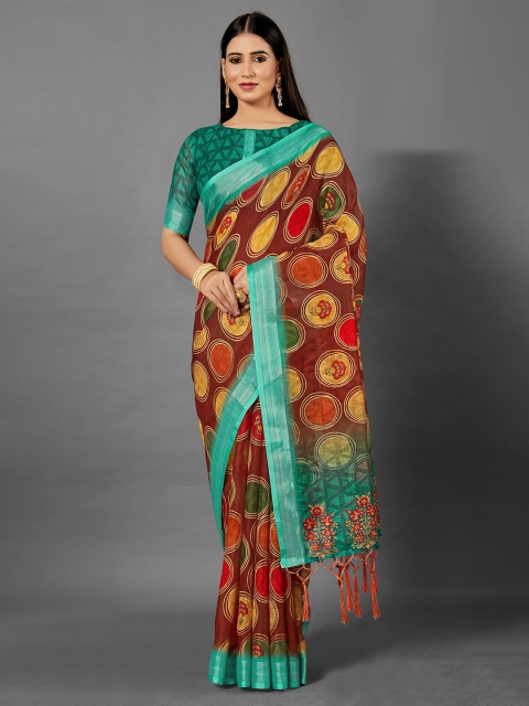 

KALINI Maroon & Green Linen Blend Saree