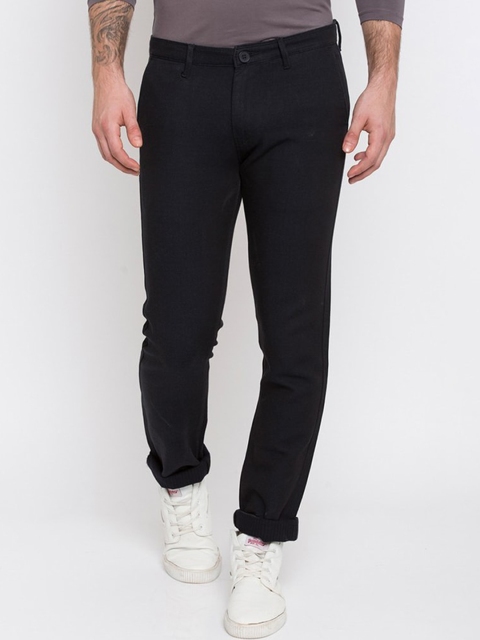 

SPYKAR Men Black Smart Slim Fit Trousers