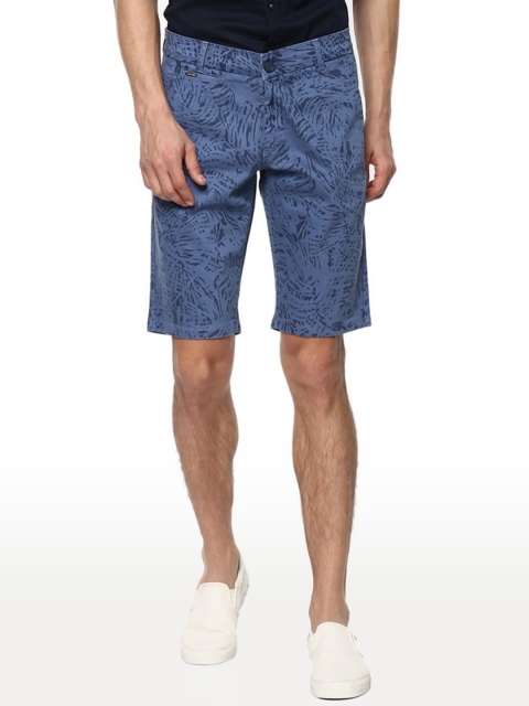 

SPYKAR Men Blue Printed Smart Slim Fit Cotton Trousers