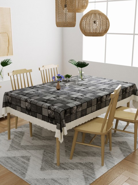 

DREAM WEAVERZ Black Printed 4-Seater Table Cover