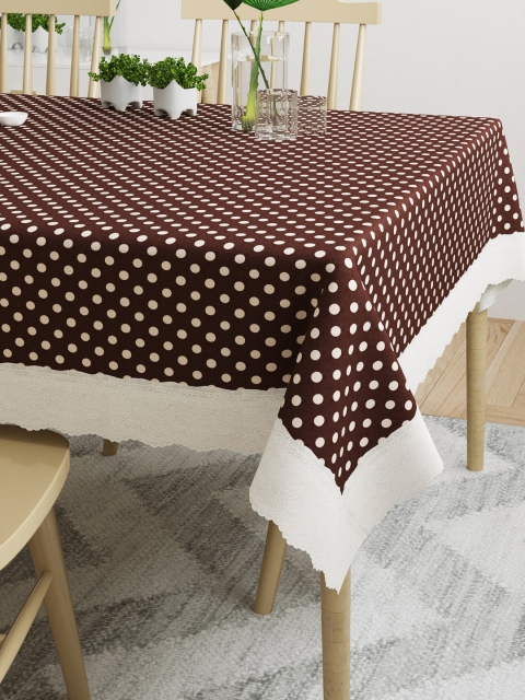 

DREAM WEAVERZ Coffee Brown Polka Dot Printed 4 Seater Dining Table Covers