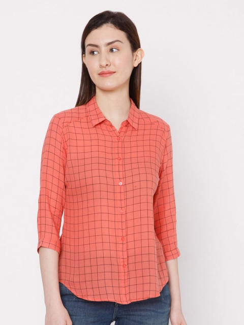 

SPYKAR Women Pink Grid Tattersall Checks Checked Casual Shirt