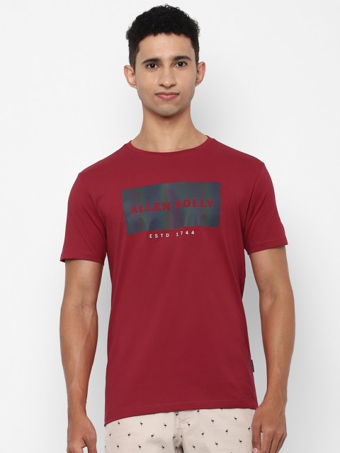 

Allen Solly Men Maroon Typography Printed T-shirt