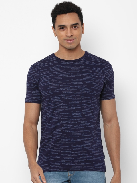 

Allen Solly Men Navy Blue Printed Raw Edge T-shirt