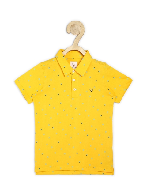 

Allen Solly Junior Boys Yellow Printed Polo Collar Applique T-shirt