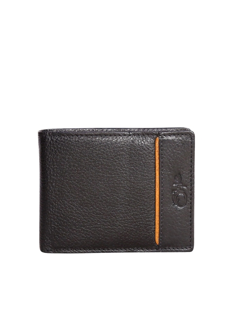 

Style SHOES Men Black & Orange Leather Two Fold Wallet