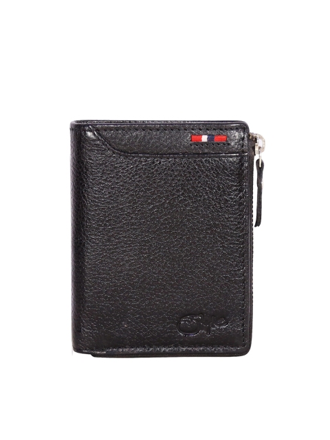 

Style SHOES Unisex Black Textured Leather Zip Around Wallet