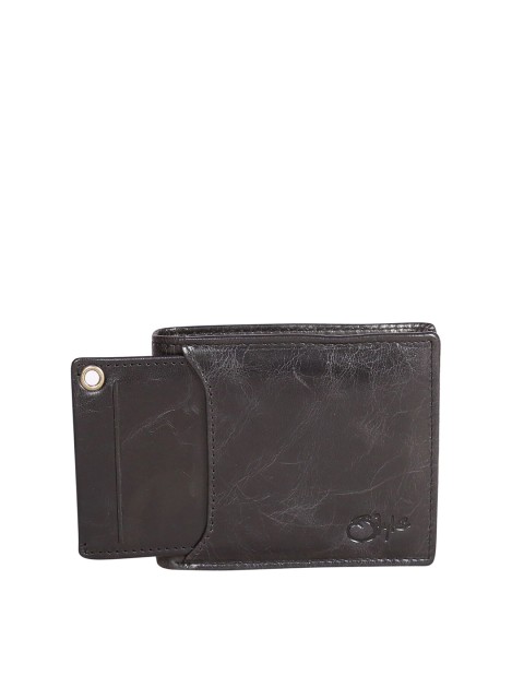 

Style SHOES Unisex Black Leather Two Fold Wallet