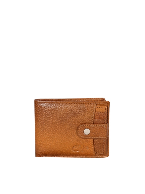 

Style SHOES Unisex Tan Textured Leather RFID Two Fold Wallet
