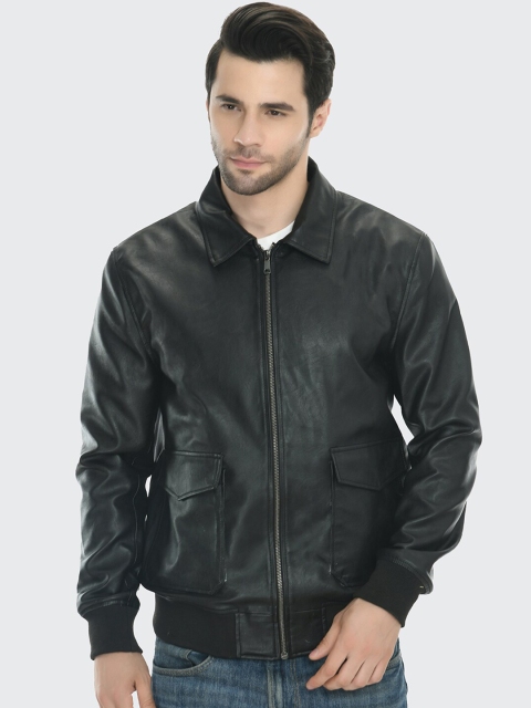 

Pactorn Men Black Leather Jacket