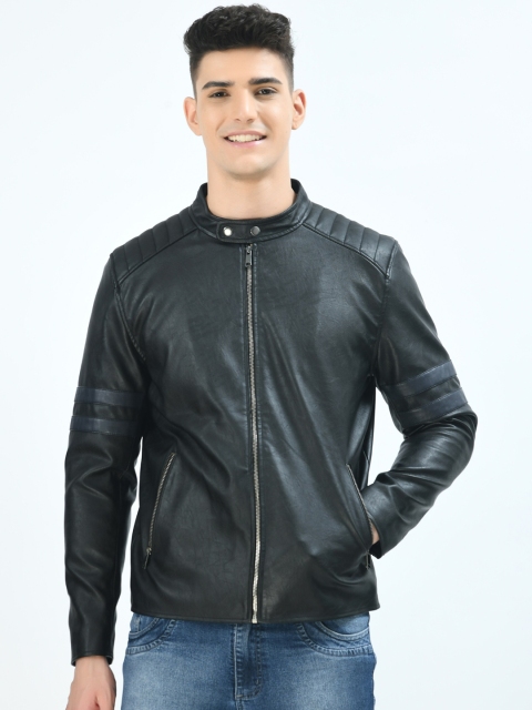 

Pactorn Men Black Lightweight Leather Jacket