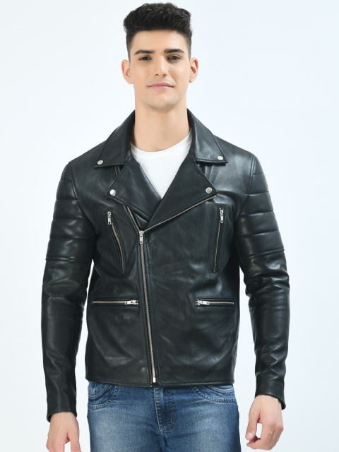 

Pactorn Men Black Leather Jacket