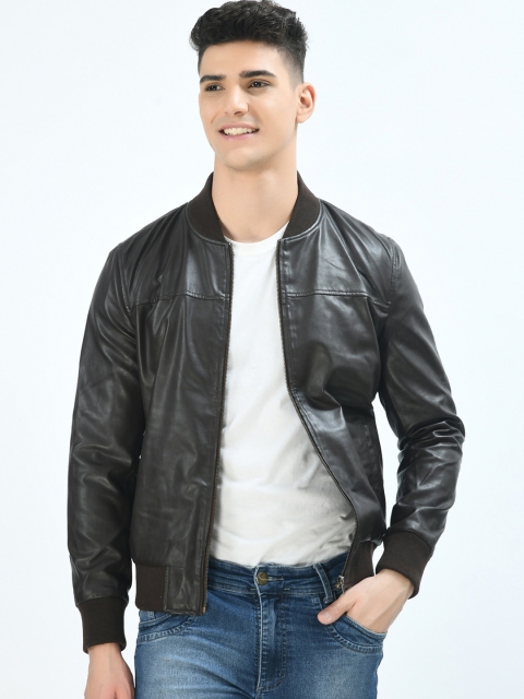 

Pactorn Men Brown Lightweight Outdoor Bomber Jacket