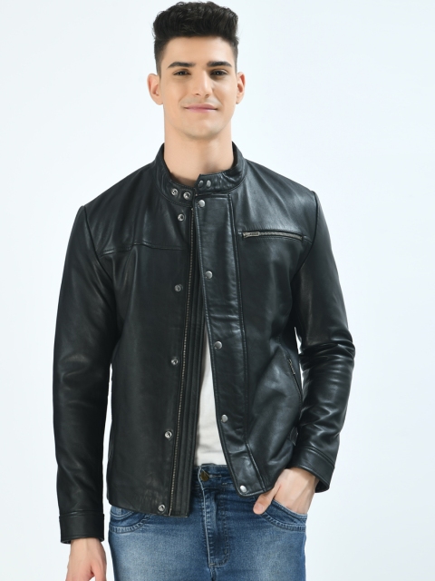 

Pactorn Men Black Leather Jacket
