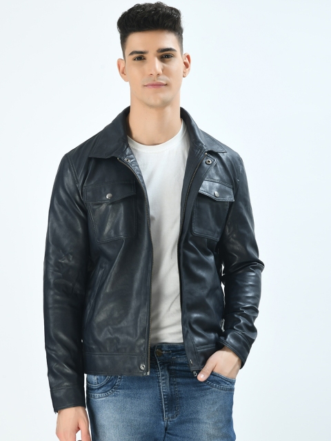 

Pactorn Men Navy Blue Lightweight Outdoor Bomber Jacket