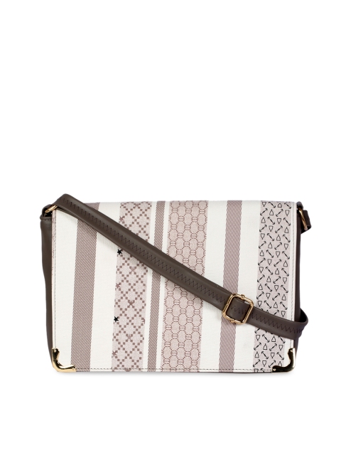 

LELYS Grey Striped PU Structured Sling Bag