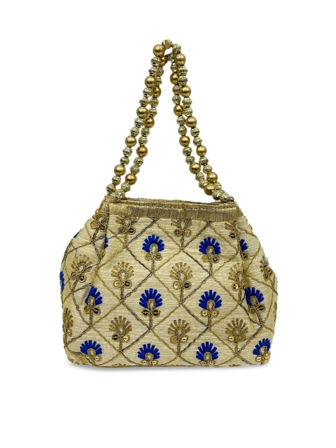 

LELYS Off White Embellished Structured Handheld Bag