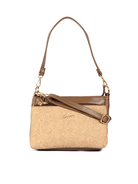 

LELYS Brown Textured Leather Structured Shoulder Bag